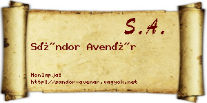 Sándor Avenár névjegykártya